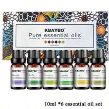 Set Minyak Esensial 6 Aroma 10 Mi, Cocok untuk Rosemary, Serai, Jeruk, Pohon Teh, Direkomendasikan sebagai Hadiah Liburan, Set Minyak Esensial, Pelembap Udara, Pengharum Ruangan, Mesin Aromaterapi, Lavender, Mint. - Multi Aroma - View 1