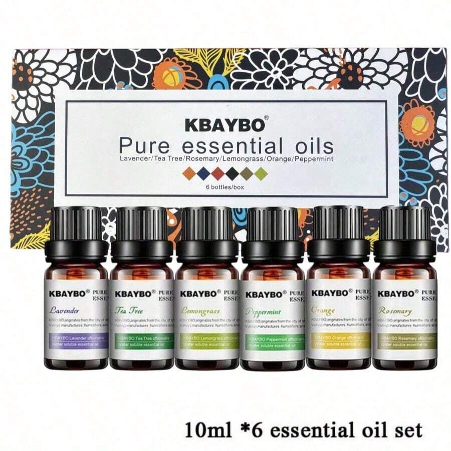 Set Minyak Esensial 6 Aroma 10 Mi, Cocok untuk Rosemary, Serai, Jeruk, Pohon Teh, Direkomendasikan sebagai Hadiah Liburan, Set Minyak Esensial, Pelembap Udara, Pengharum Ruangan, Mesin Aromaterapi, Lavender, Mint. - Multi Aroma - View 1