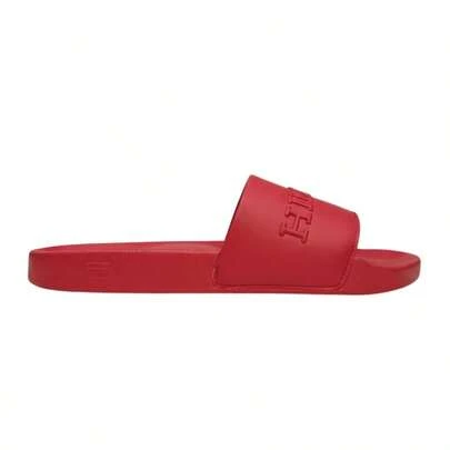  Sandalia Tommy Hilfiger para Hombre en Color Rojo - Chancla de una Sola Banda con Logotipo en Relieve, Calzado Casual de Playa con Suela de Goma Antideslizante.