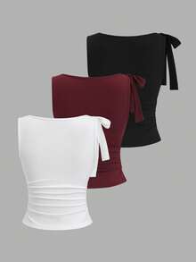 Sweetra Y2K Sexy Bowknot Ruffle Collar Casual/Work Camisole - Multicolor - View 2