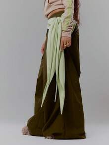 MUSERA Weite Hose mit Bindegürtel-Detail, Fallschirmhose, Streetwear, Coolgirl, sexy, lässig, Sommerlook - Dunkelgrün - Übersicht 3