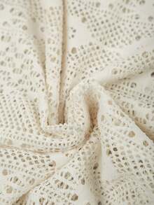 Franclia 休闲优雅度假风钩编蕾丝镂空波西米亚沙滩流苏宽松罩衫，适合大码女性，夏季 - 杏色 - 查看 6