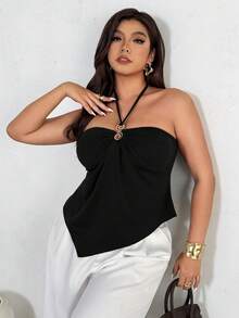 Firerie 大码女式金属装饰时尚吊带背心 - 黑色 - 查看 6