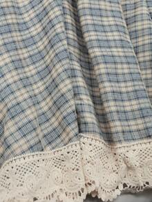 SoleilVie Women's Contrast Lace Blouse And Plaid Mini Skirt 2 Pieces Set - Multicolor - View 3