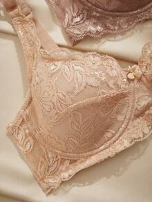 Charlaine 3pcs Cleavage Enhancing 3/4 Cup Underwire Lace Patchwork Romantic French Comfy Balconette Bras For Women - Multicolor - View 3