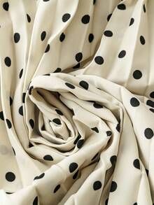 GlowEve Elegant Polka Dot Pattern Pleated Apricot Women's Skirt, Everyday Wear - Apricot - View 7