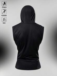 Acti Log Men's Spider Print Hooded Sports Tank Top - Black - View 2