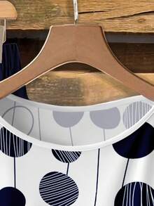 EMERY ROSE Conjunto de 2 piezas casual de blusa con lazo y pantalón de pierna recta para mujer - Multicolor - Ver 4