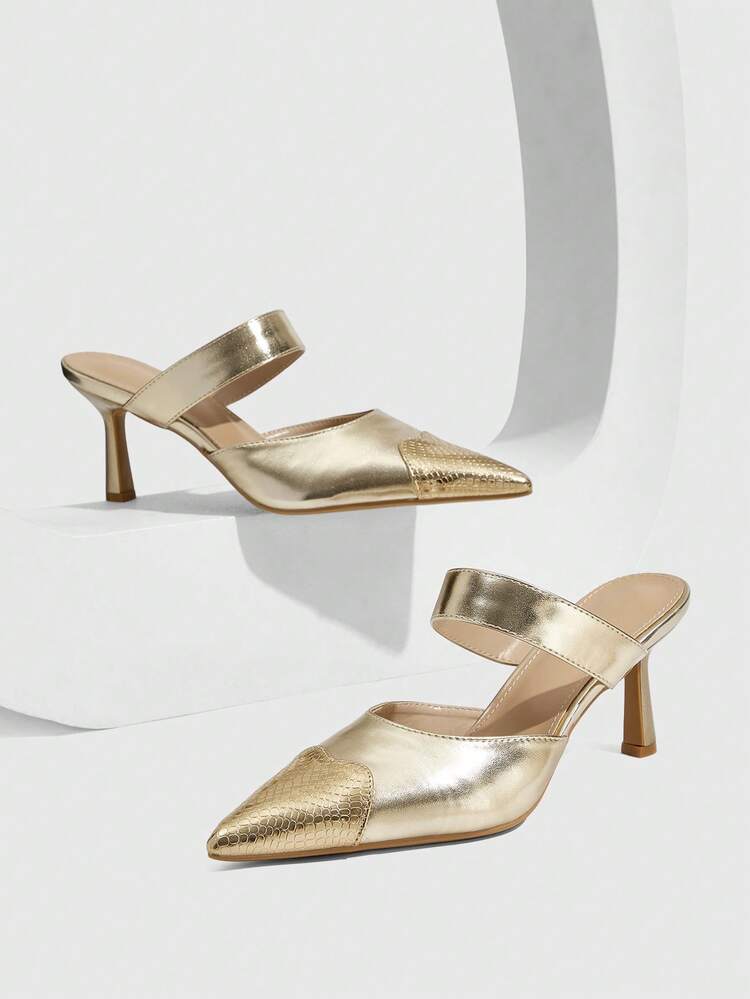 CUCCOO SZL Women's Pointed Toe Fashionable High Heel Mules Valentine's Day