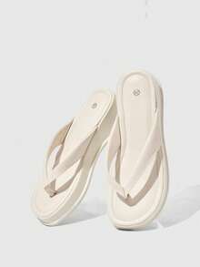 HighSole Thick-Soled High-Heeled Flip-Flops Women's Shoes Fashion New Summer Toe-Pinching Korean Sandals And Slippers - Apricot - View 3