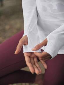 In My Nature 女士瑜伽普拉提运动健身跑步训练高弹透气网眼拼接短袖T恤，紫色，夏季 - 白色 - 查看 7