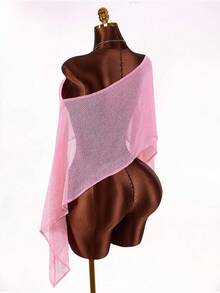 Amplova Women's Pink Faux Fur Knit Cover-Up, Versatile Shoulder Design, Suitable For Swimsuit Cover-Up, Daily Wear, Beach, Music Festival, Sexy & - Pink - View 1