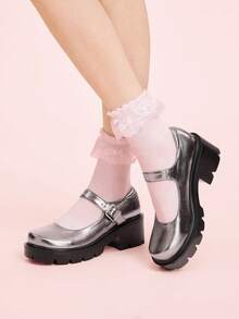 CUCCOO DOLLMOD 时尚女式萝莉鞋 白色厚底鞋 度假鞋 夏季Y2K朋克风酷炫街头运动风 圣诞节 秋季 新年 假日 - 灰色 - 查看 5