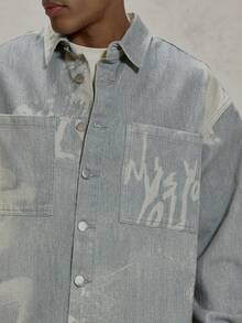 Musero Áo sơ mi dáng rộng, cổ bẻ, cài cúc toàn thân, in họa tiết, hai túi vá, chất liệu denim, kiểu dáng áo khoác ngoài, vai rớt, phối đồ đơn giản nhưng tinh tế cho mùa xuân và hè. - Nhiều màu - Xem 6