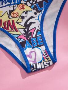 Women's Fashion Comfortable Lace Patchwork Printed Panties - Multicolor - View 10