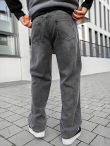Artur Kramer Men's Vintage Loose Fit Casual Versatile Denim Jeans, Suitable For All Seasons, Emo Style - Grey - View 2