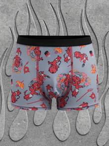 SHEIN HOT STUFF Tween Boy Cartoon Pattern Contrast Trim Boxer Briefs - Orange - View 7