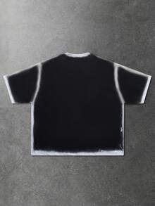 ROMWE MEN Street Life Men's Casual Street American Hip Hop Portrait Short Sleeve T-Shirt - Black - View 2