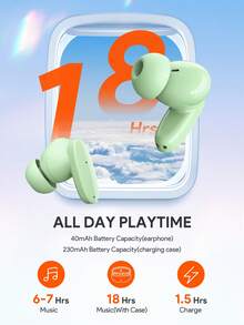 JMMO 无线耳塞 0.14 盎司（4 克），配备 USB-C 接口，可快速充电和 ENC 降噪技术，适合运动音乐女性礼物创意节日礼物、游戏耳机圣诞礼物、秋冬必备品 - 綠色 - 查看 6