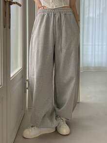 DAZY Drawstring Waist Wide Leg Sweatpants Fall,Winter Women Joggers - Grey - View 3