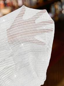 SHEIN Clasi Women Elegant Sexy Sparkling Gold And Silver Threads Mesh Tops - White - View 5