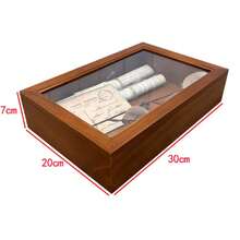 1件装复古木质柜，带玻璃门和抽屉，可用于存放化妆品和杂物，情人节礼物