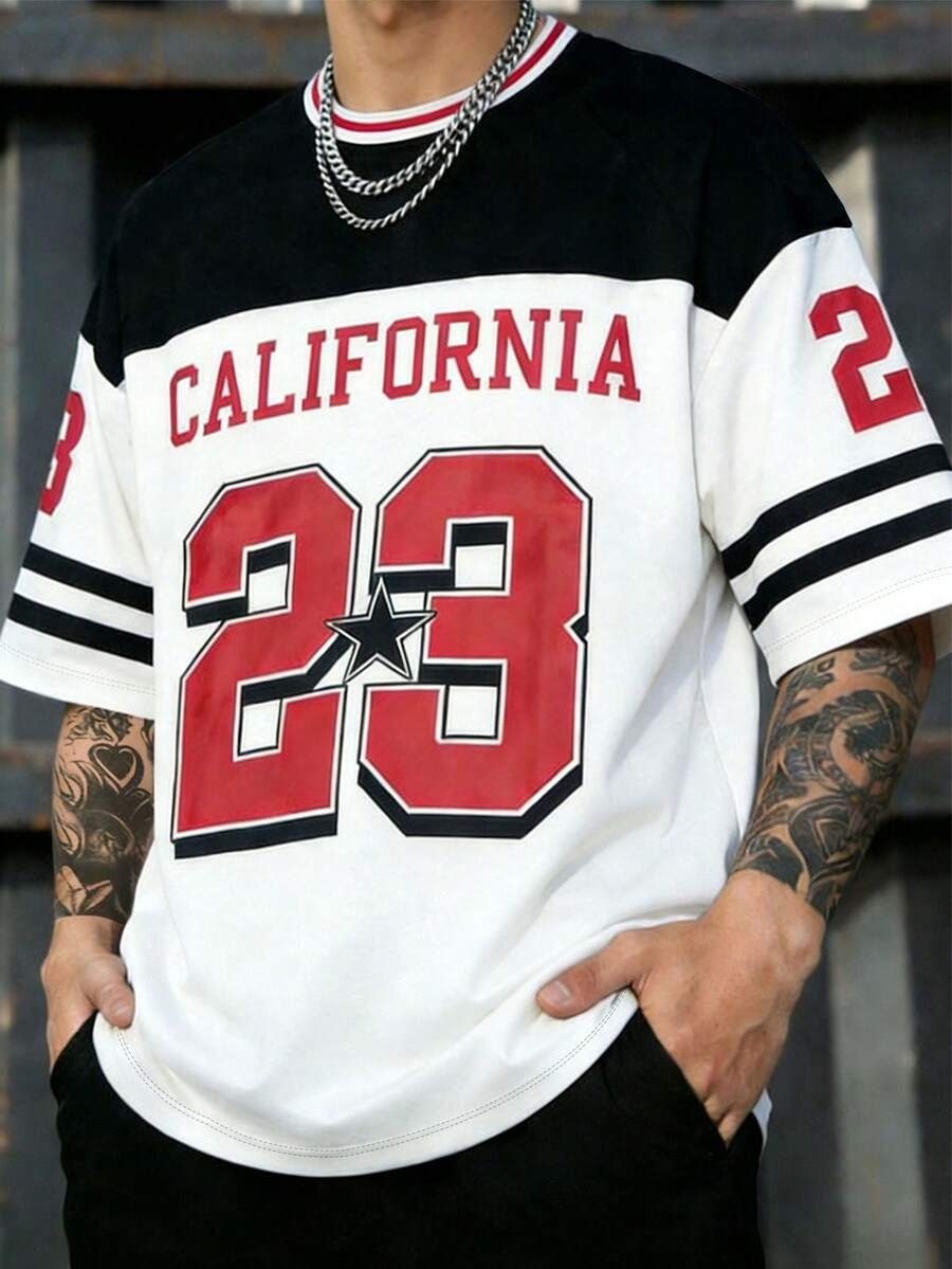 Manfinity Dauomo Men's Digital Print 23 Number Graphic T-Shirt - White - View 1