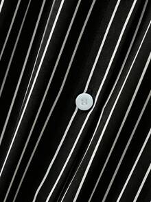 Franclia Women's New Striped Shirt Waist Slim Fit Dress - Black and White - View 4