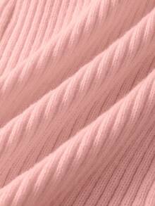 Franclia Women's Solid Color Minimalist Long Sleeve Casual Dress - Pink - View 5