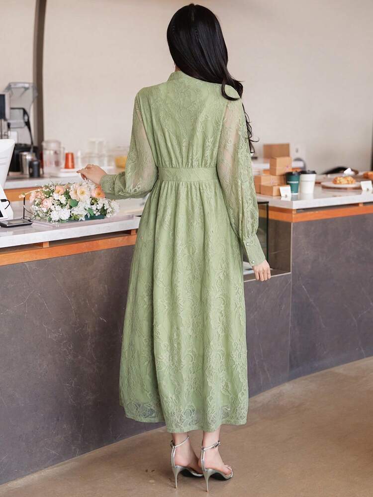 Women's Elegant Commuter Solid Color Lace Dress Wedding Guest Dress Sundress
