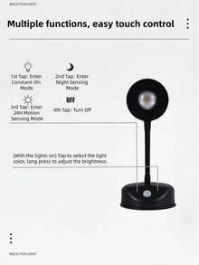 1pc Rechargeable Wireless Indoor Wall Light/Spotlight/Table Lamp/Smart Led Motion Sensor Light/Photo Light With Remote Control Back-To-School Season Essentials - Black - View 3