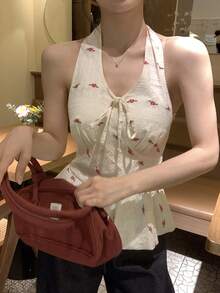 DAZY 韩版女士系带荷叶边蝴蝶结衬衫 - 白色 - 查看 5