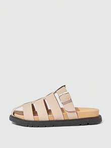 HighSole 女士搭扣设计休闲厚底坡跟凉鞋