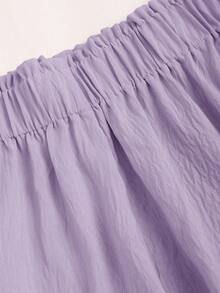 Sweetra Bộ đồ 2 món dành cho nữ, áo ống và quần short màu trơn, ôm sát, thích hợp cho mùa hè. - Màu Lilac Tím - Xem 3