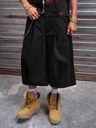 AXEPEAK Men's Solid Color Pleated Loose Casual Wide Leg Pants