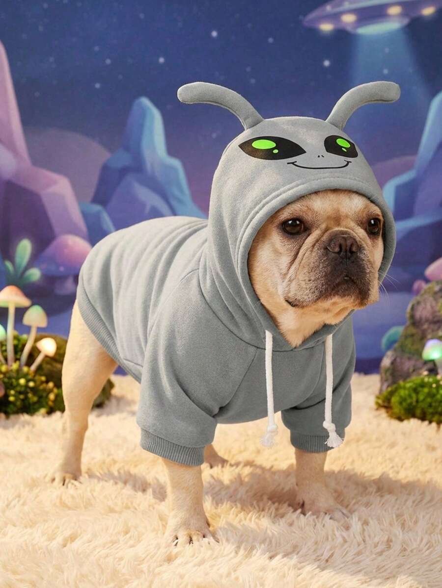 PETSIN 1pc Animal Cosplay Costume Hoodie, Suitable For Dogs And Cats To Wear Outdoors - Grey - View 1