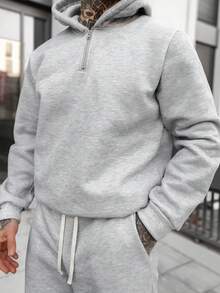 Artur Kramer 2 件男士秋冬休闲运动连帽运动服套装，舒适服装 - 淺灰色 - 查看 3