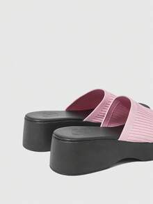 Women's Fashionable Thick Sole Wedge Sandals, Versatile For Daily Wear - Mauve Purple - View 4