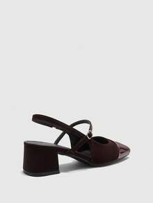 CUCCOO BIZCHIC 女士经典黑色绑带低跟鞋，圣诞节必备 - 焦糖棕 - 查看 9