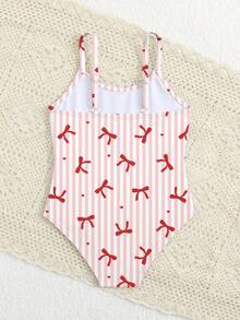 Young Girls Butterfly Print One-Piece Swimsuit - Multicolor - View 2