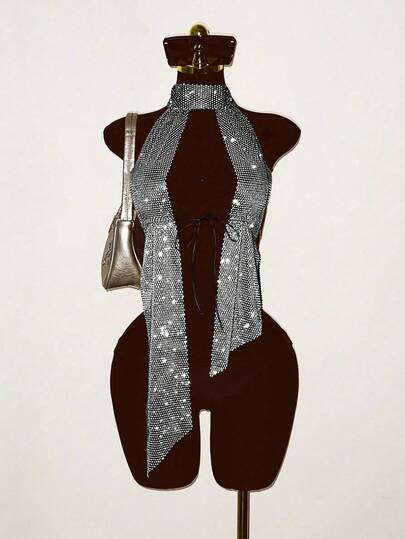 EgrlEra Áo tank top lưới đính đá cho nữ, gợi cảm, xuyên thấu, lấp lánh, thích hợp cho các bữa tiệc ngày lễ.