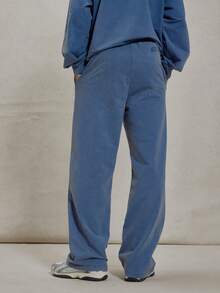 Musero Straight Leg Elasticated Drawstring Waistband Basic Plain Style Tracksuit Co Ord Bottoms Only Winter Essentials - Navy Blue - View 4