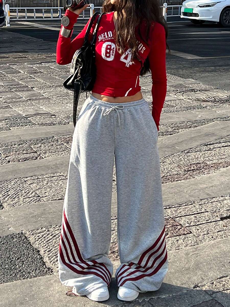 Coolane 夏季运动休闲印花宽松运动裤 - 灰色 - 查看 1