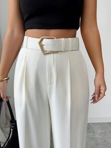 Modelyn New High Waist Versatile Slimming Elegant Casual/Work Wear Long Pants - Beige - View 2