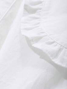 DAZY 女士休闲甜美纯色彼得潘领荷叶边下摆短款连衣裙夏季太阳裙