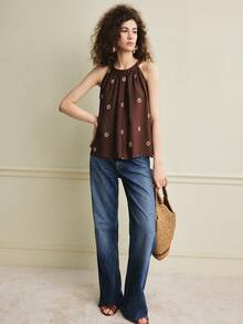 Écloséra 女士吊带背心，法式复古露背吊带背心，度假吊带背心，日常吊带背心 - 彩色 - 查看 3