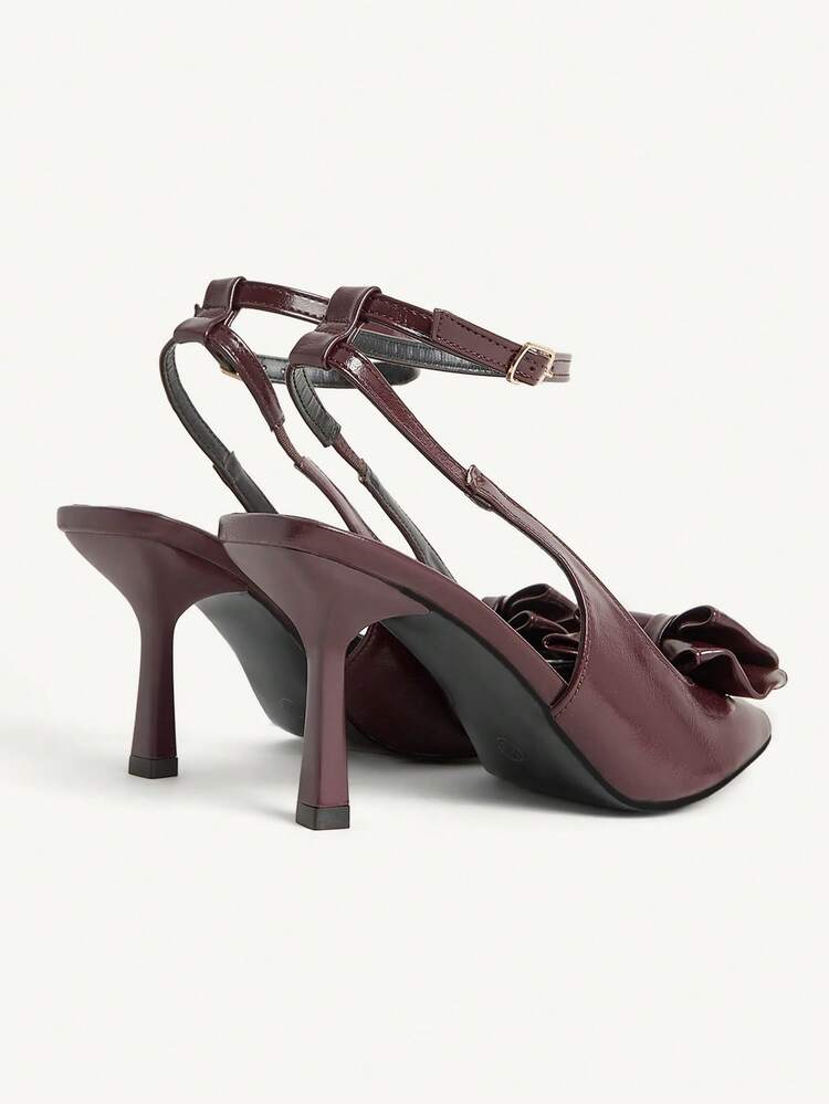 CUCCOO CHICEST Women's Elegant Pointed Toe High Heel Shoes With Layered Bow Ankle Wrap Design, Romantic And Sweet Wine Red Heels For Dates, Afternoon Tea, Work Spring Shoes Spring Break Easter Prom Heels For Christmas Valentine's Day Elegant Shoes