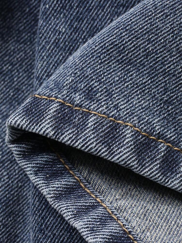 Young Girl' Washed Casual Pleated Denim Skirt