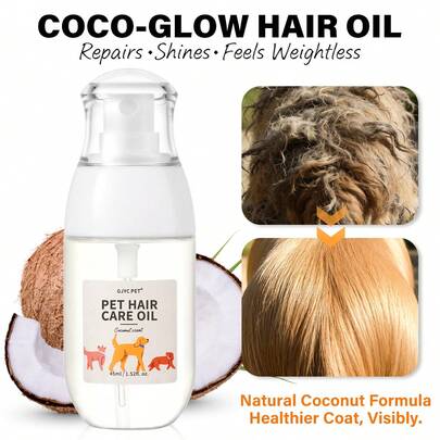 Coconut Scented Pet Hair Care Oil Spray – Leave-In Conditioning Spray For Dogs & Cats, Nourishes & Detangles Dry Coats With Natural Oils, Long-Lasting Tropical Fragrance & Silky Shine