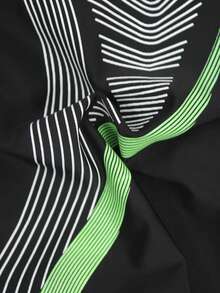 Zalmeno 男士条纹印花休闲泳裤 男士泳装 黑色泳裤 男士泳裤 男士三角泳裤 - 黑色 - 查看 7